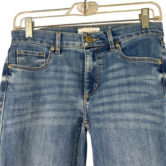 Loft Womens Skinny Crop Jeans With Embroidered Hem Size 24/00 - Picture 2 of 7